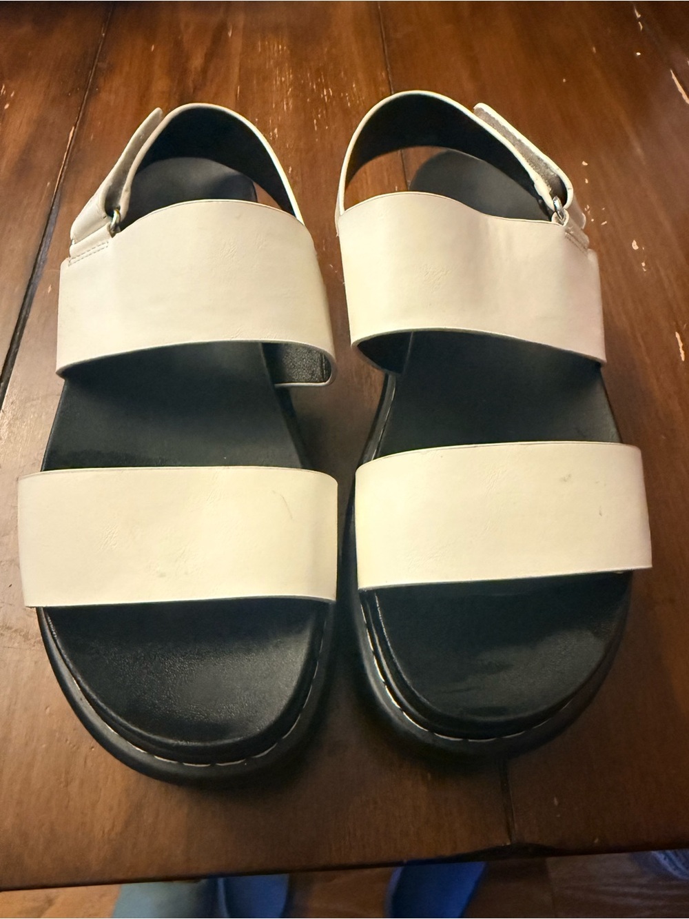 Limelight White and Black Two-Strap Sandals